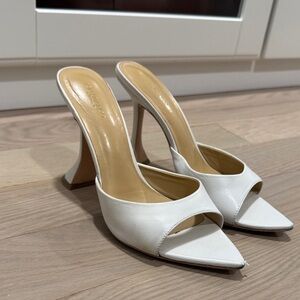 Tony Bianco White Open-Toe Heels